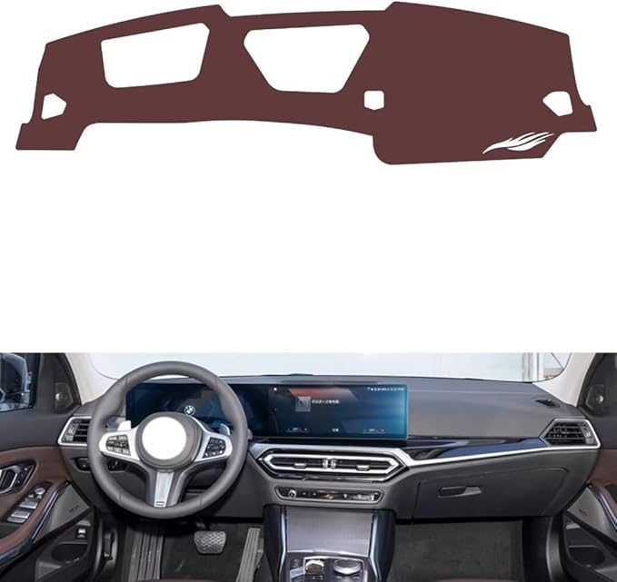 Leather Dashboard Cover Compatible with BMW New 4 Series (HUD) 2023-2024,Dash Board Cover mat Anti-Slip Sun-Proof and dust-Proof(Brown)