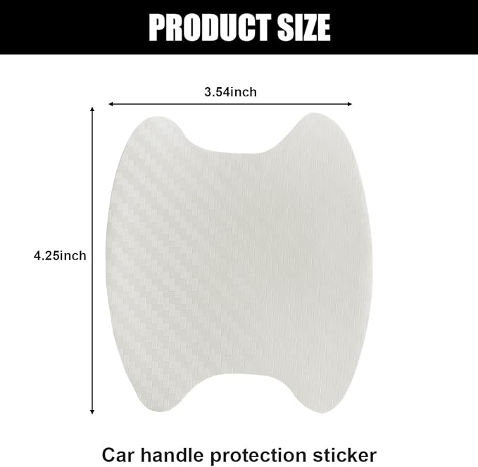 4PCS Car Handle Cup Stickers, Carbon Fiber Scratch Auto Door Protective Film, Non-Marking Car Bowl Protector, Universal Paint Cover Guard for Most Cars, SUV, Van (White)