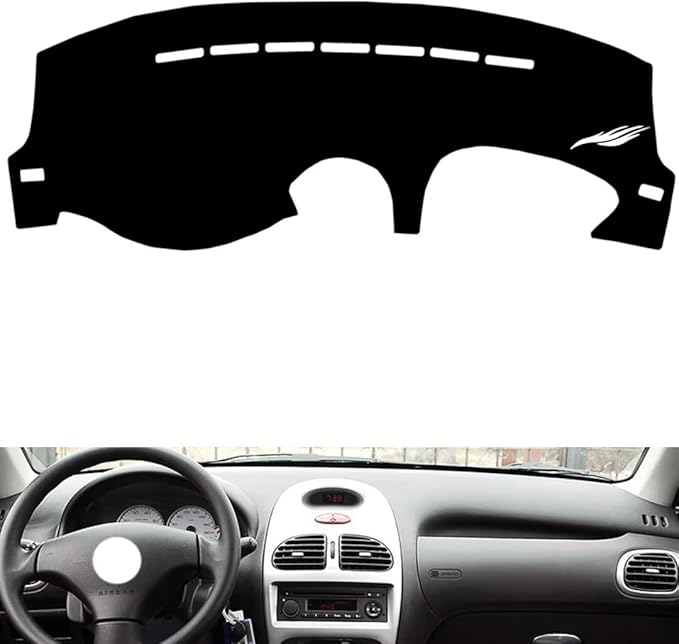 leather dashboard cover Compatible with Peugeot 206，dash cover（black）
