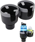 JINKEY Dual Cup Holder Expander for Car, 2 in 1 Multifunctional Large Car Cup Holder Expander Adapter with Adjustable Base, All Purpose Car Cup Holder for Bottles Cups Drinks Snack Organizer Grey