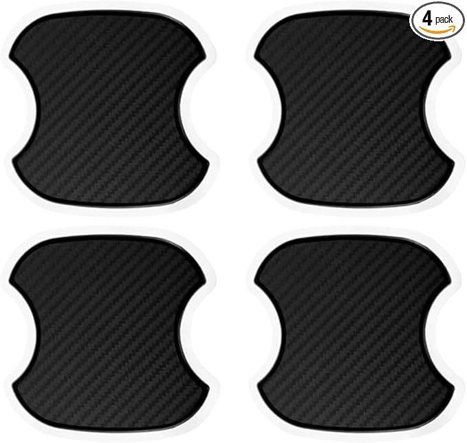 4PCS Car Door Handle Cup Scratch Protectors, TPU Carbon Fiber Door Bowl 3D Sticker, Universal Door Handle Protective Film for Most Cars (Medium)
