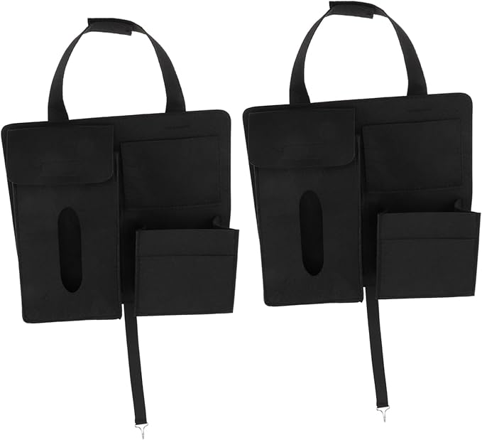 VOSAREA 2Pcs Backseat Car Organizers Durable Felt Storage Bags for Car Accessories Scratch Resistant Hanging Design for Organizing Snacks Umbrella