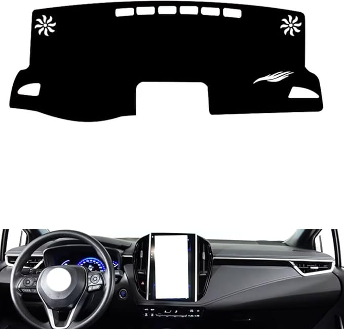 leather dashboard cover Compatible with Toyota Corolla （Vertical screen、NO HUD） 2019-2023，dash cover（black）