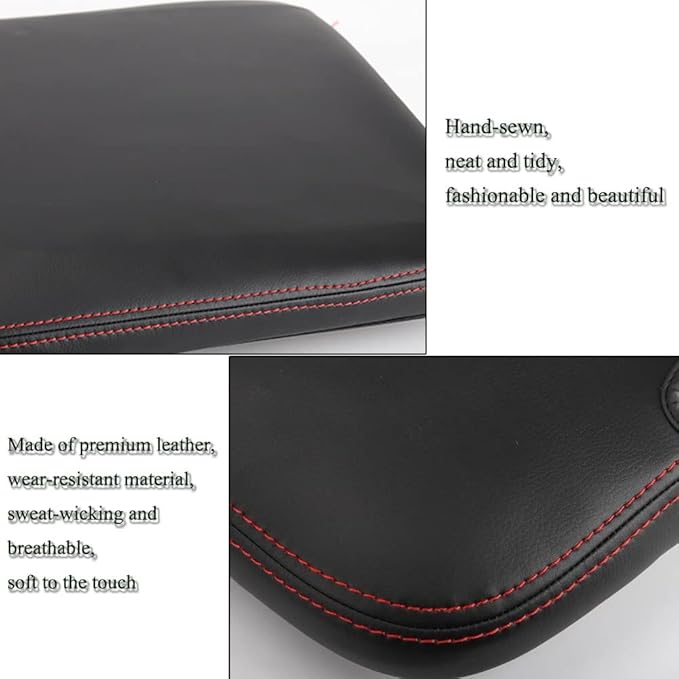 XITER 1PC Center Console Armrest Cover Leather Armrest Cover Cushion for Dodge 2013-2018 Ram 1500 2500 3500 4500 5500 2019-2024 Ram 1500 Classic(Fit for Jump Seat)-Red+Black