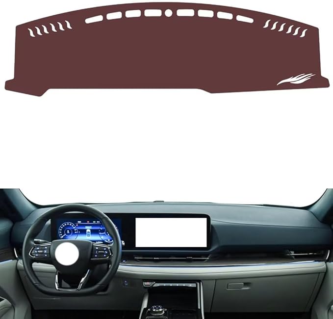 Leather Dashboard Cover Compatible with Ford Equator,Dash Board Cover mat Anti-Slip Sun-Proof and dust-Proof(Brown)