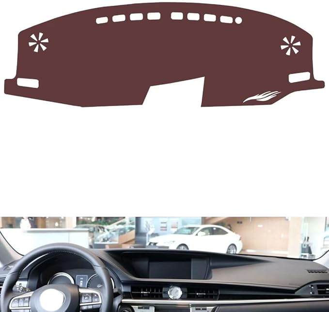 Leather Dashboard Cover Compatible with LEX ES (No Speaker 2013-2017,Dash Board Cover mat Anti-Slip Sun-Proof and dust-Proof(Brown)