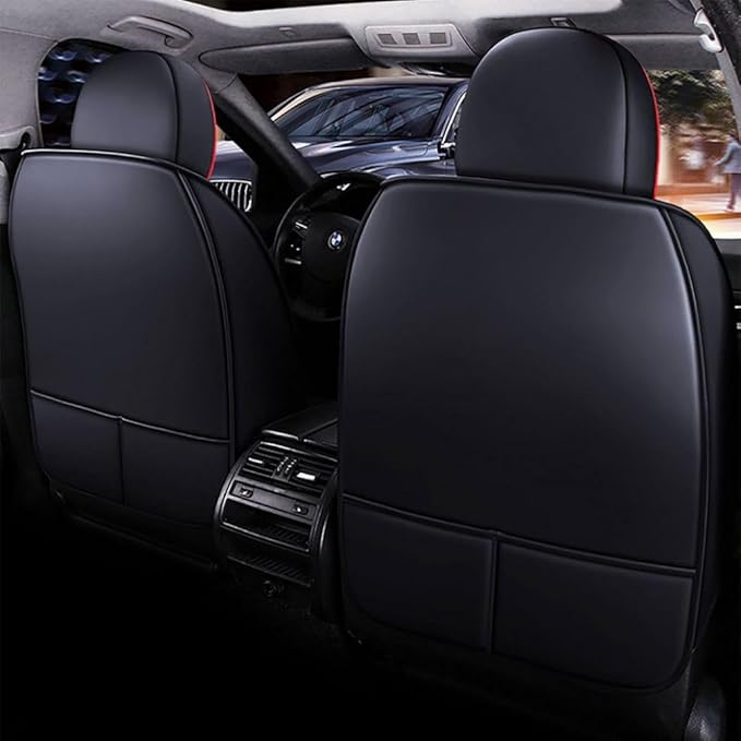 Niscarda for Hyundai Santa Cruz Front Seat Covers 2022-2024, Universal Fit Anti-Slip Seat Protector with 2 * Headrest & 2 * Back Pillow (Black and Red, Front Pair)