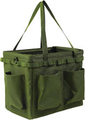 Collapsible Car Trunk Organizer - Large Foldable Grilling Tools Storage Bin Basket with 4 Pockets & Long Strap, Heavy-Duty Trunk Tote Bag for SUV Truck Camping Gear BBq Tools Organizer(Green)