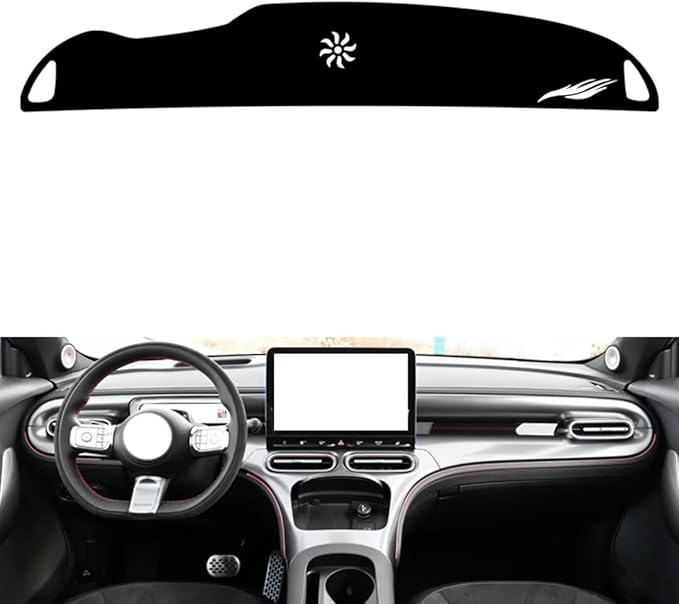leather dashboard cover Compatible with Smart #1/#3（Half covered），dash cover（black）