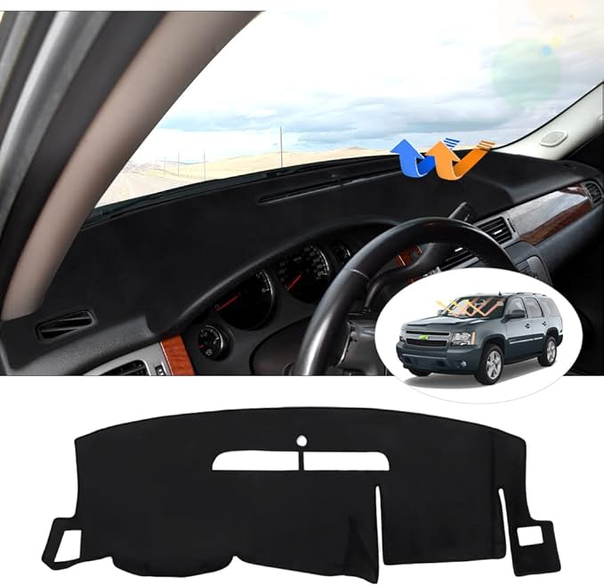 Cartist Dash Cover for 2007-13 Chevy Silverado 1500 LT/WT/2500 HD/3500 HD/GMC Sierra 1500 2500HD 3500HD&Avalanche,07-14 GMC Yukon/Yukon XL/Chevrolet Tahoe/Suburban(Only Fit Two Glove Box Dashboard)
