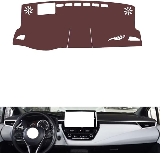 generic leather dashboard cover Compatible with Toyota Corolla （HUD） 2019-2023，dash cover, Non-Slip Dash Cover, Dash mat Dashboard Cover, Interior Dash Covers, brown