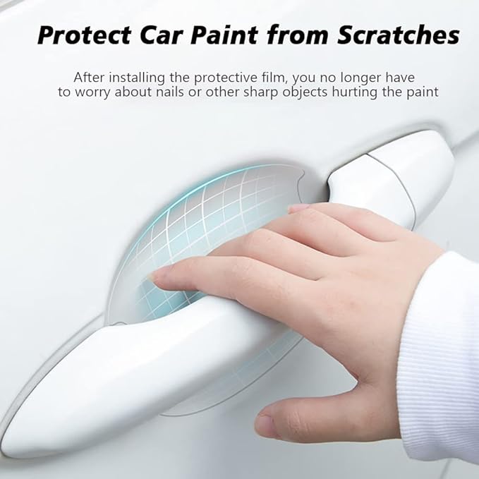 10Pcs Car Door Handle Scratch Protector Film Clear TPH Door Handle Cup Protector, Self-Adhesive Vinyl Anti-Scratch Cover, Universal Car Exterior Protection