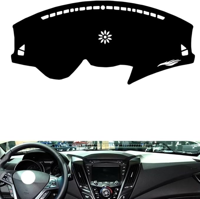 leather dashboard cover Compatible with HyundaiHyundai Velosterr 2011-2015，dash cover（black）