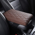 AIIONP Leather Car Armrest Box Pad, Universal Car Center Console Cover Pad, PU Leather Car Armrest Seat Box Cover Protector, Center Console Armrest Pad for SUV, Truck, Car (Brown, Wave Pattern)