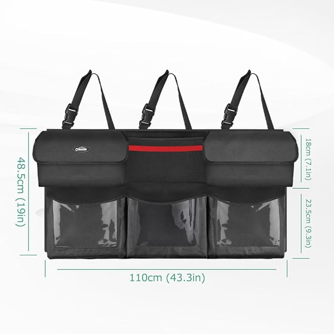 Oasser Trunk Organizer for Car, Hanging Car Organizer with 6 Large Pockets 3 Adjustable Straps 43.3x19inch