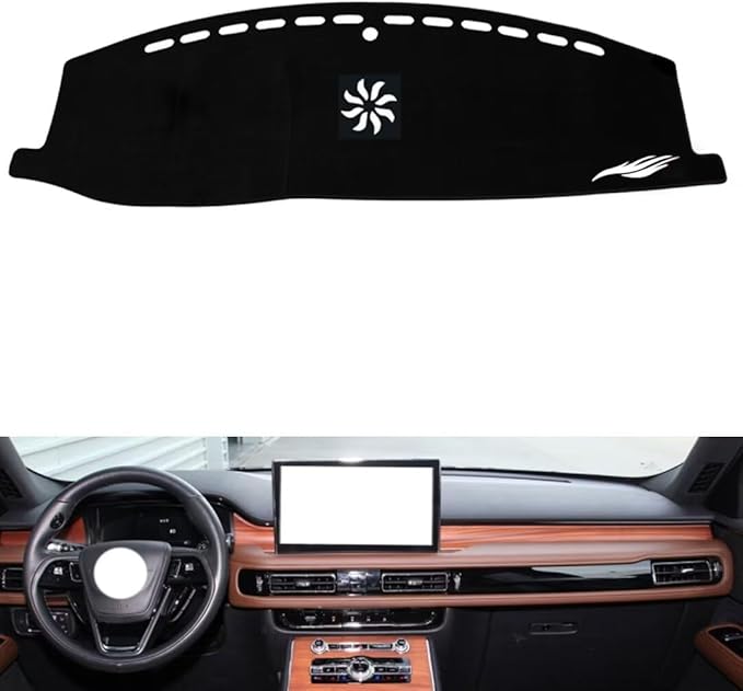 leather dashboard cover Compatible with Lincoln Aviator，dash cover（black）