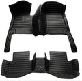 Custom Making Car Floor Mats Compatible for 2000-2025 All Mode Sedan SUV Sports Car Full Coverage Cute Pads Protection Non-Slip Leather Floor Liners (Black and Black bar)