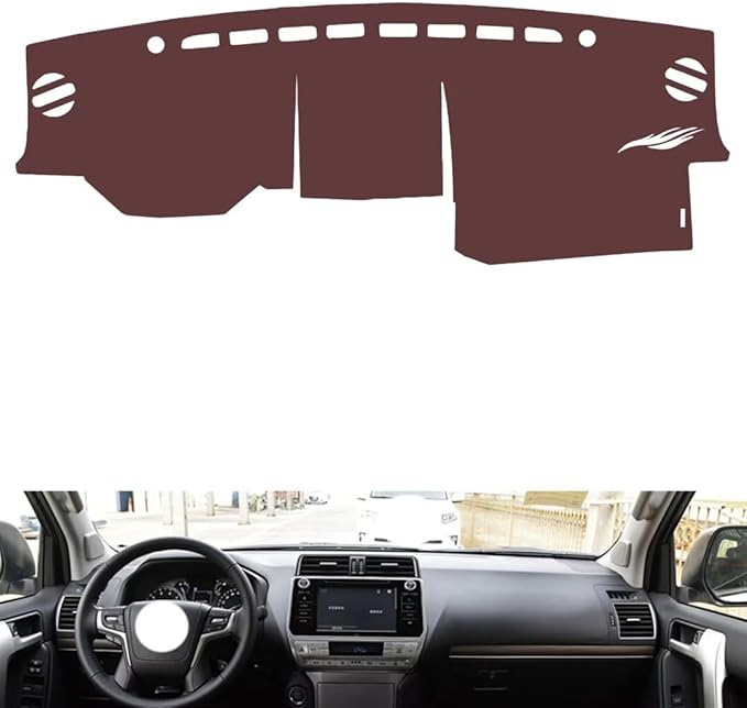 Leather Dashboard Cover Compatible with Toyota Prado（no Speakers 2018-2019，Dash Cover, Non-Slip Dash Cover, Dash mat Dashboard Cover, Interior Dash Covers