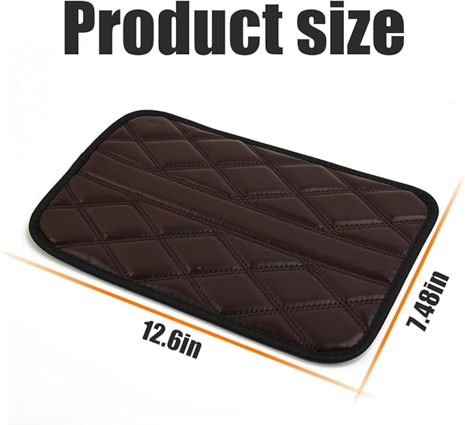 Car Center Console Cushion Pad, Leather Waterproof Vehicle Armrest Seat Box Cover, Comfortable Automotive Interior Arm Rest Protector Accessories, Universal for SUV, Sedan, Truck (Coffee)