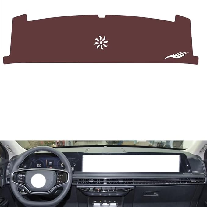 Leather Dashboard Cover Compatible with Lincoln Adventurer (NO HUD 2023-2024,Dash Board Cover mat Anti-Slip Sun-Proof and dust-Proof(Brown)
