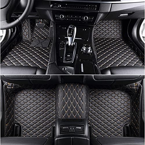 Custom Waterproof Leather Car Floor Mats Fit for Most Car SUV Truck & Sportscar All Weather Protection Vehicles (Black Beige)