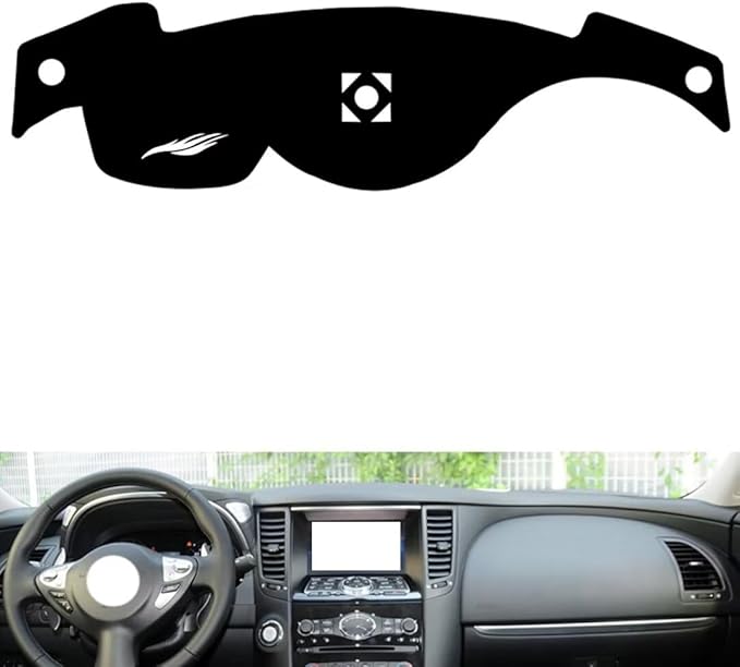 leather dashboard cover Compatible with Infiniti QX70，dash cover（black）