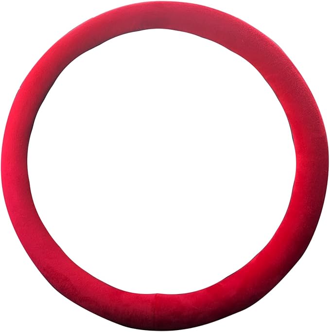 Fluffy Steering Wheel Cover, Short Plush Auto Accessories for Women with Inner Ring Universal 15 Inch (Red)