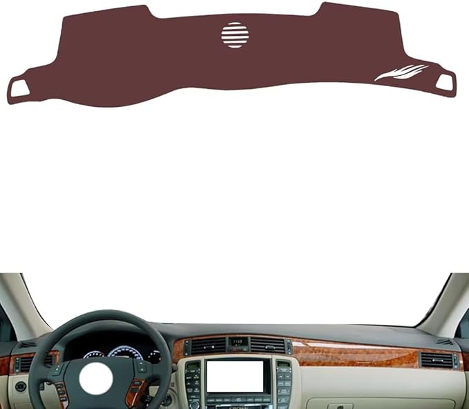 Leather Dashboard Cover Compatible with Toyota Crown Ⅻ 2005-2009,Dash Board Cover mat Anti-Slip Sun-Proof and dust-Proof(Brown)