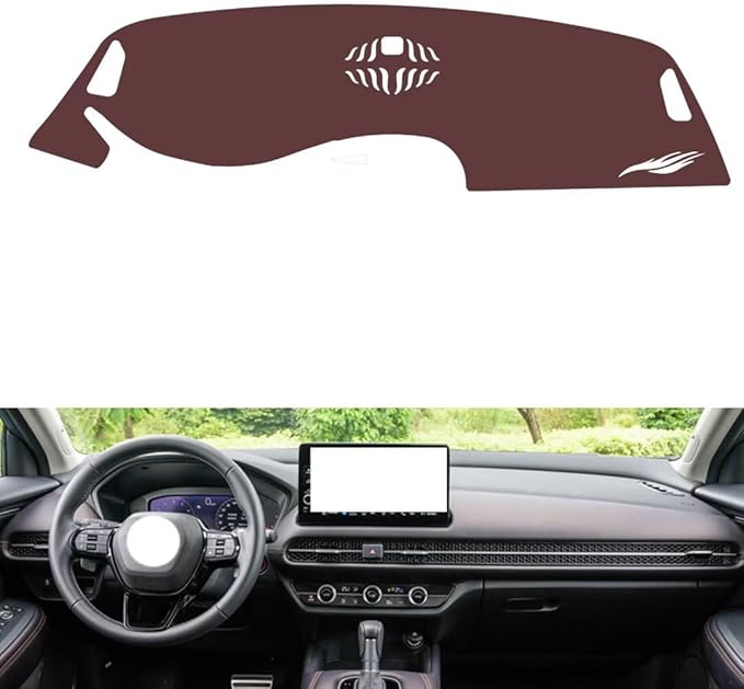 generic leather dashboard cover Compatible with HONDA HRV 2023，dash cover, Non-Slip Dash Cover, Dash mat Dashboard Cover, Interior Dash Covers, brown