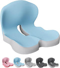 Soothe and Seat Cushion, Back and Seat Cushion for Back Pressure Relief, Ergonomic Non Slip Memory Foam Seat Skin Sciatica Pad Cushions for Car,Truck, Desk,Gaming Chair (Comfort-Blue-Gray)