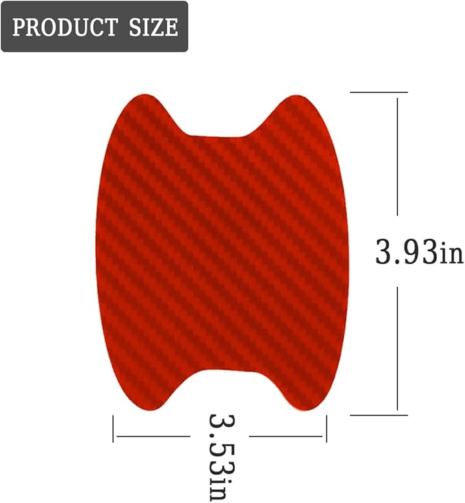 4PCS Carbon Fiber Anti-Scratches Car Cup Protector, Non-Marking Auto Door Protective Film, Universal for Most Handles (Red/4PCS)