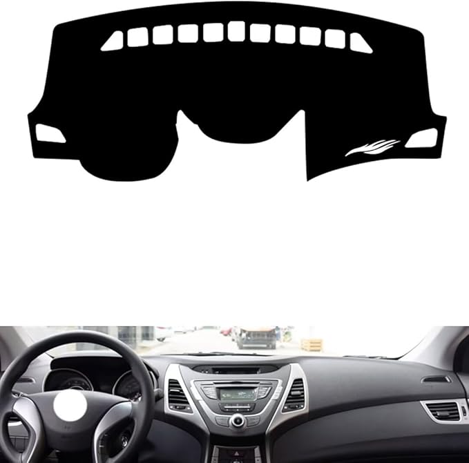 Leather Dashboard Cover Compatible with HyundaiHyundai Elantra 2012-2017，Dash Cover（Black）