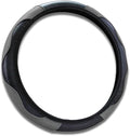 15 inch Car Steering Wheel Cover, Carbon Fiber Microfiber PU Leather Elastic Steering Wheel Protector for Men Women, Anti-Slip Breathable Car Interior Accessories (Grey)