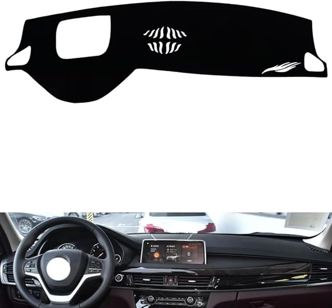 leather dashboard cover Compatible with BMW X5（HUD） 2014-2018，dash cover（black）