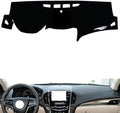 Leather Dashboard Cover Compatible with Cadillac ATS-L (No Speaker) 2014-2019，Dash Cover（Black）
