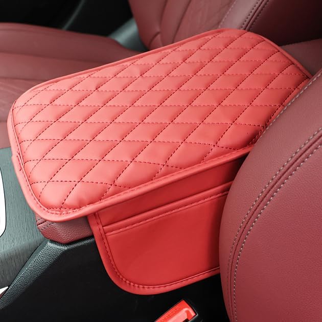 Car Center Console Cover for Jeep Compass 2006–2025 2026 MK/MP, Waterproof Anti-Scratch Leather Armrest Pad, Console Cushion with Side Storage Pocket, Soft Padding Auto Armrest Mat,C-Gray