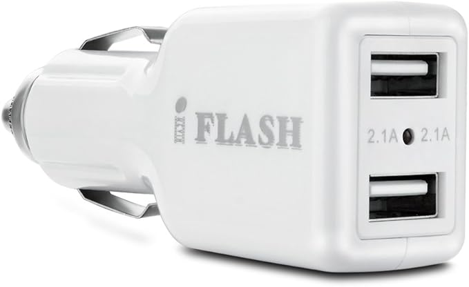 iFlash Dual USB Car Lighter Charger Adapter w/ 10w (Fast) Heavy Duty Ouput Compatible with Apple iPad Pro Air Mini, iPhone 17 16 15 14 13 12 11 Mini Pro Max X XR XS Pro Max 6 7 8 Plus, Galaxy S10