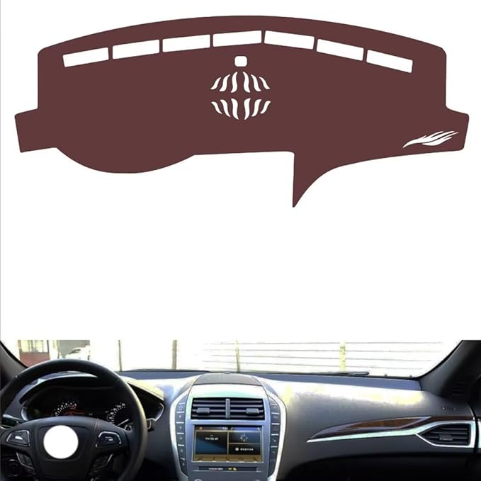 Leather Dashboard Cover Compatible with Lincoln MKZ（No Warning Light）,Dash Board Cover mat Anti-Slip Sun-Proof and dust-Proof(Brown)