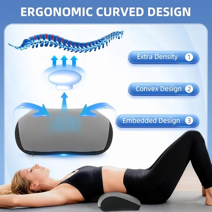 Panduo Lumbar Support Pillow for Office Chair, Memory Foam Lumbar Pillow for Lower Back Pain Relief - Black (xiaoyaokaoGrey)