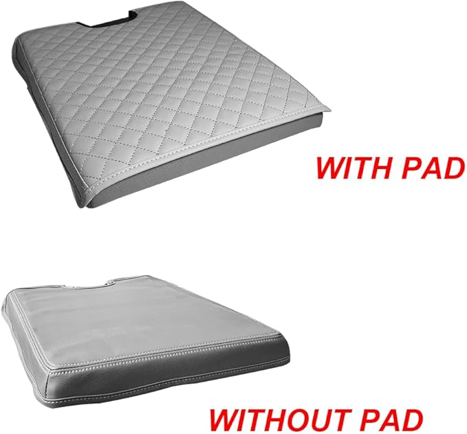 DEYTOP Center Console Cover for Chevy Silverado & Tahoe 2007-2013 Console Armrest Cover for GMC Sierra 2007-2013 Car Cushion Protector Pad (Jump Seat Console ONLY) (Gray with Pad, 07-17 Jump SEAT)