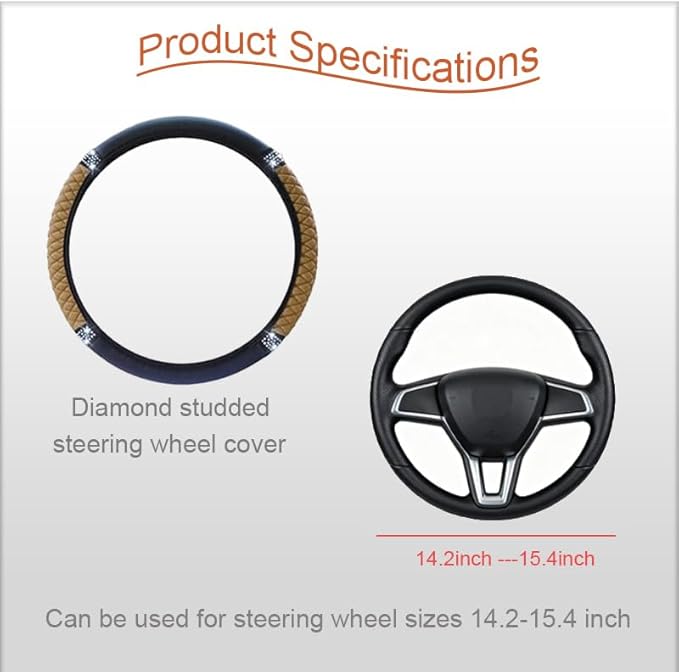 WLERIR Microfiber Leather Steering Wheel Cover with Anti-Slip Lining Universal Car Accessory for Steering Wheel with a Diameter of 14.5-15 inch (Beige)