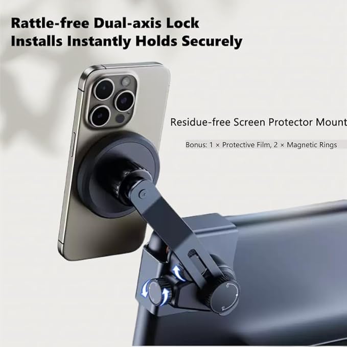 for Tesla Phone Mount Model 3/Y/S/X, Strong Magnetic Silicone Head, Adjustable Arm Phone Holder, for All Smartphones Models and 2CM Center Screen(Curved Screen Not Supported), Left