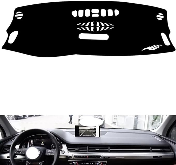leather dashboard cover Compatible with Audi Q7 (NO HUD 2016-2019，dash cover（black）