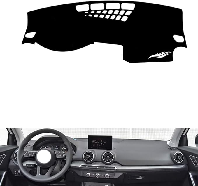 leather dashboard cover Compatible with Audi Q2L (NO HUD)，dash cover（black）