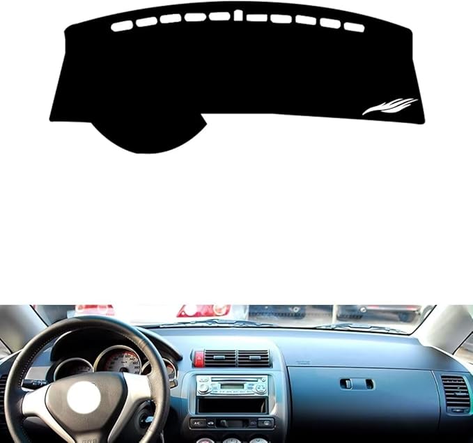 leather dashboard cover Compatible with HONDA Fit 2004-2007，dash cover（black）