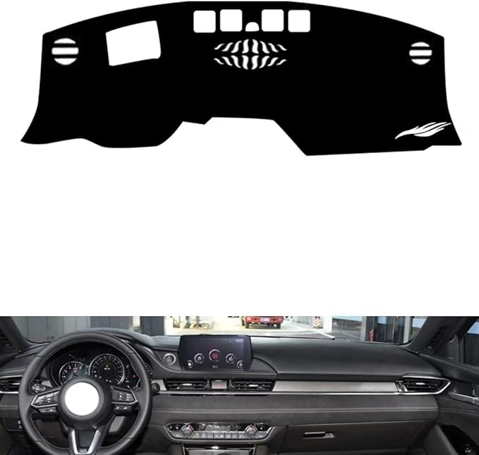 leather dashboard cover Compatible with Mazda 6 Atenza（HUD） 20-2021，dash cover（black）
