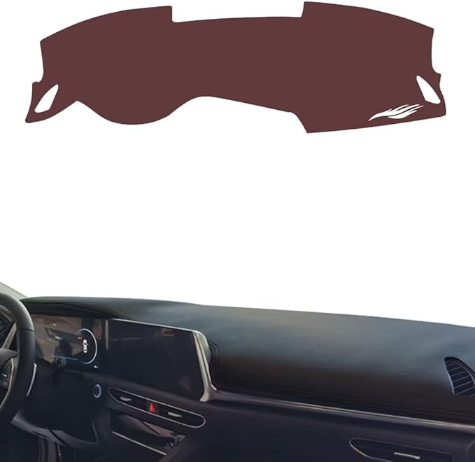 Leather Dashboard Cover Compatible with HyundaiHyundai Sonata Ⅹ,Dash Board Cover mat Anti-Slip Sun-Proof and dust-Proof(Brown)