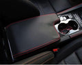 Custom Interior Accessories for F-PACE FPACE/XF 2017 2018 2019 2020 PU Leather Center Console Armrest Box Cover Armrest Cushion Central Armrest Protector Pad(Black with red Stitching)