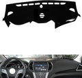 leather dashboard cover Compatible with HyundaiHyundai NEW Santafe（Middle speaker hole） 2013-2017，dash cover（black）