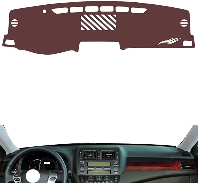 Leather Dashboard Cover Compatible with Toyota Crown（13 Generations） 2010-2012,Dash Board Cover mat Anti-Slip Sun-Proof and dust-Proof(Brown)